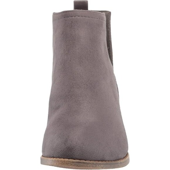 Journee Collection Womens Rimi Faux Suede Stacked Heel Ankle Boots Gray Size 8.5 - Picture 3 of 8